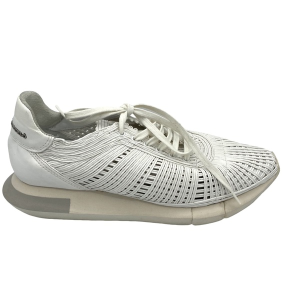 NWOB Manuel Barcelo Laval Napalin White Rafia Leather Sneakers Sz 41 = US 11 - Picture 3 of 9